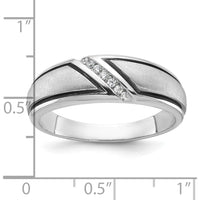 14K White Gold Men's Diamond Ring with Black Rhodium Satin and Polished Finish - 1/15 Carats Total Diamond Weight by IBGoodman