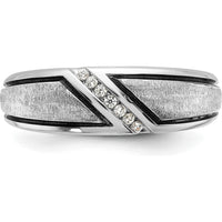 14K White Gold Men's Diamond Ring with Black Rhodium Satin and Polished Finish - 1/15 Carats Total Diamond Weight by IBGoodman