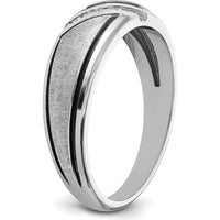 14K White Gold Men's Diamond Ring with Black Rhodium Satin and Polished Finish - 1/15 Carats Total Diamond Weight by IBGoodman