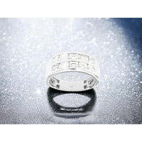 14K White Gold Men's Double Row Channel Set Emerald Cut Diamond Band - 2.00 Carat Total Diamond Weight - Royal Jewelry