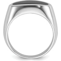 14K White Gold Men's East-West Oval Onyx Ring - 16x10mm Oval Black Onyx by IBGoodman