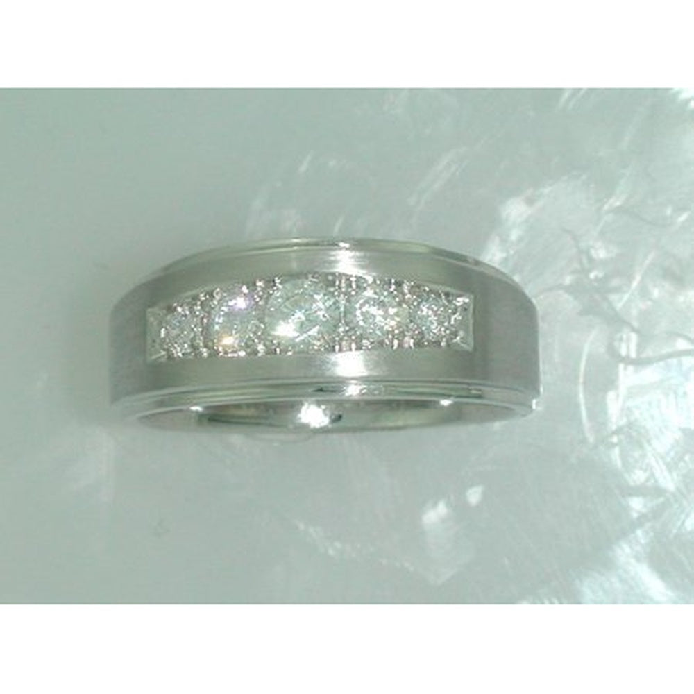 14K White Gold Men's Flat Top Channel Set Round Diamond Band - 0.44 Carat Total Diamond Weight by Auriventus