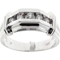 14K White Gold Men's Geometric Band with Channel-Set Round Diamonds - 0.42 Carat Total Diamond Weight by Auriventus