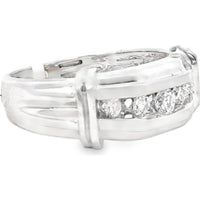14K White Gold Men's Geometric Band with Channel-Set Round Diamonds - 0.42 Carat Total Diamond Weight by Auriventus