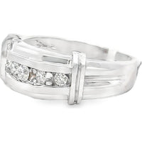 14K White Gold Men's Geometric Band with Channel-Set Round Diamonds - 0.42 Carat Total Diamond Weight by Auriventus