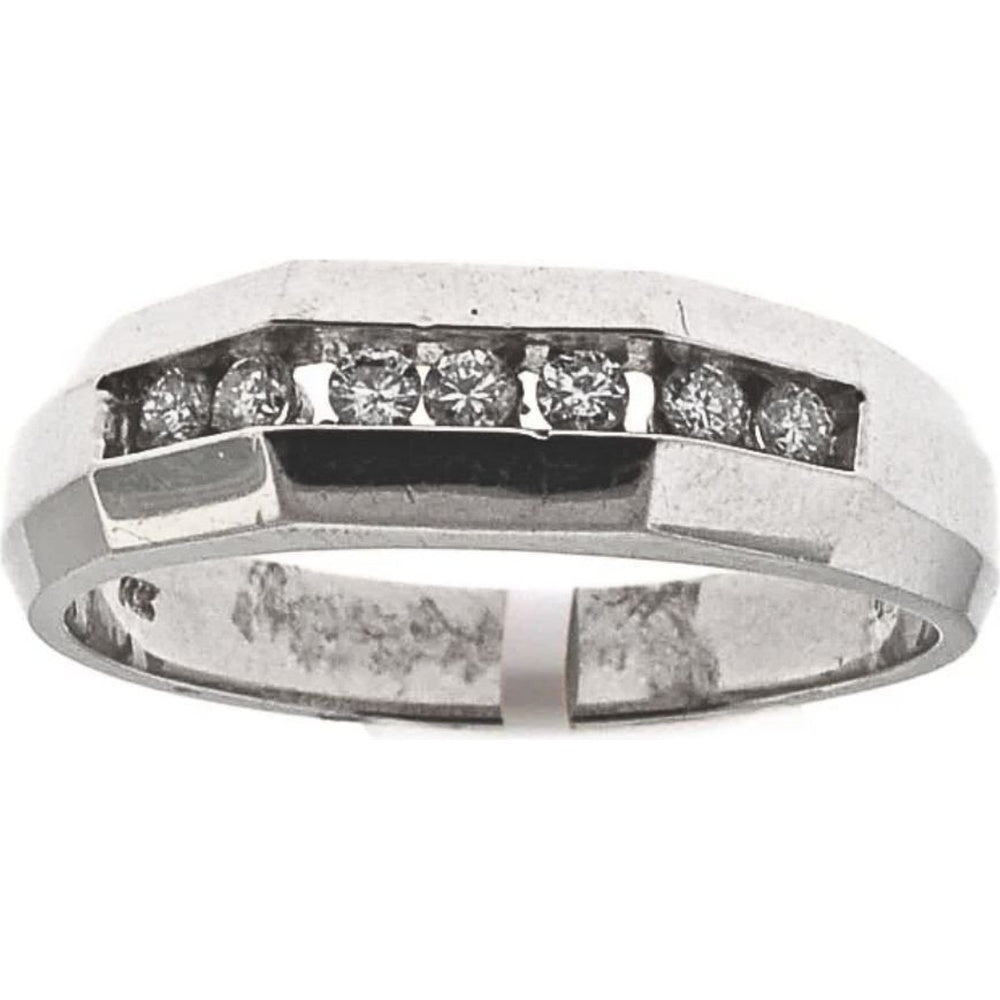 14K White Gold Men's Geometric Band with Channel Set Round Diamonds - 0.53 Carat Total Diamond Weight by Auriventus