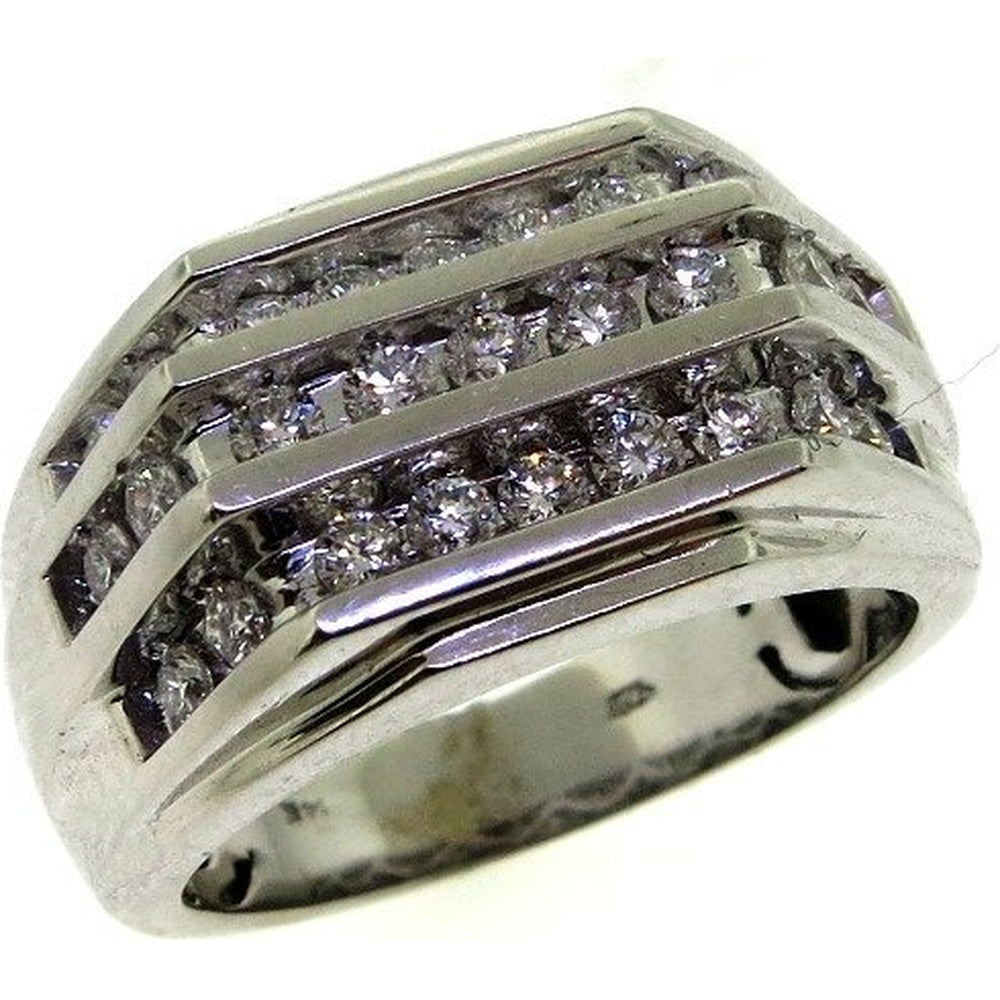 14K White Gold Men's Geometric Channel Set Ring with Round Diamonds - 1.01 Carat Total Diamond Weight by Auriventus
