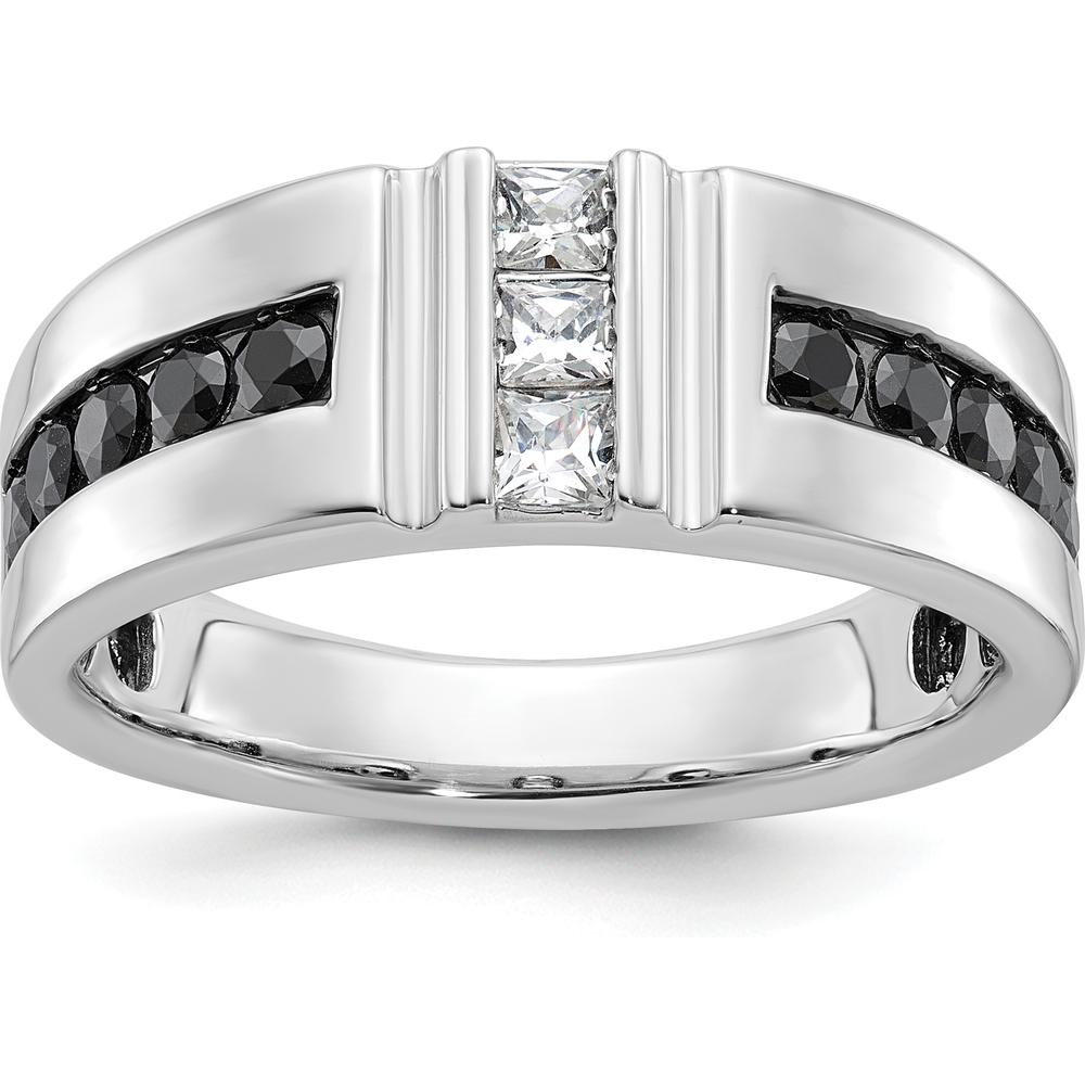 14K White Gold Men's Grooved Polished Ring - Elegant and Durable Design by IBGoodman