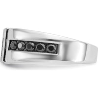 14K White Gold Men's Grooved Polished Ring - Elegant and Durable Design by IBGoodman