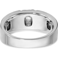 14K White Gold Men's Grooved Polished Ring - Elegant and Durable Design by IBGoodman