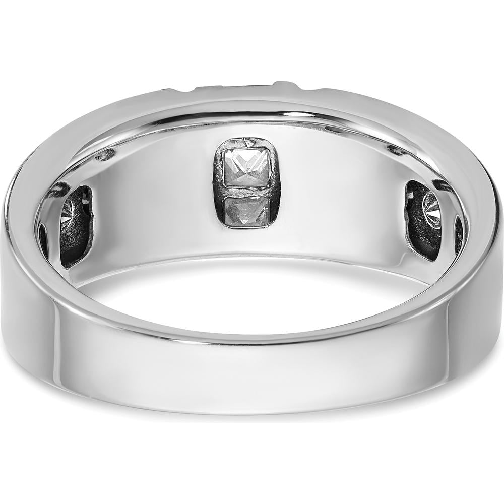 14K White Gold Men's Grooved Polished Ring - Elegant and Durable Design by IBGoodman