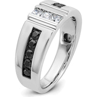 14K White Gold Men's Grooved Polished Ring - Elegant and Durable Design by IBGoodman