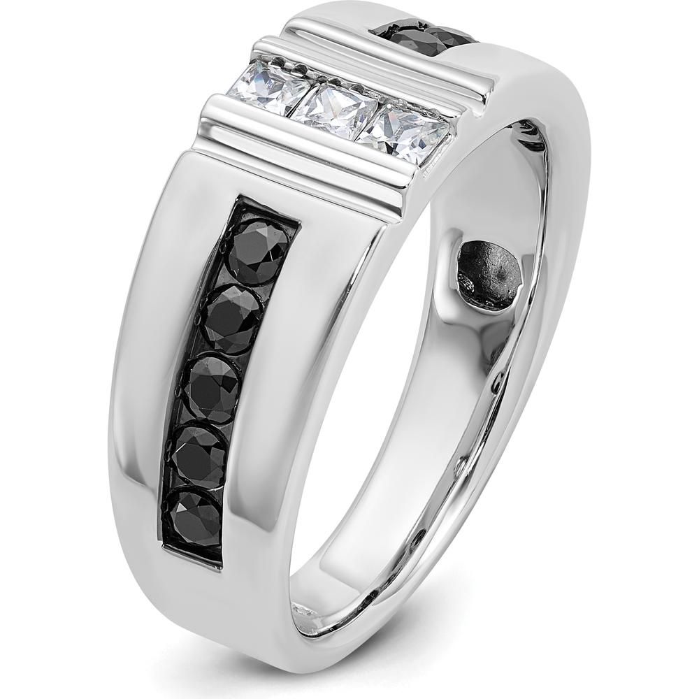 14K White Gold Men's Grooved Polished Ring - Elegant and Durable Design by IBGoodman