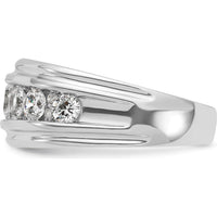14K White Gold Men's Grooved Polished Ring Mounting - Customizable by IBGoodman