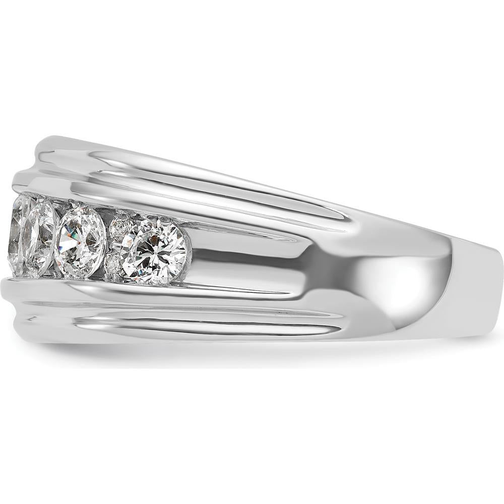 14K White Gold Men's Grooved Polished Ring Mounting - Customizable by IBGoodman
