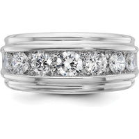 14K White Gold Men's Grooved Polished Ring Mounting - Customizable by IBGoodman