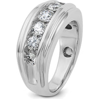 14K White Gold Men's Grooved Polished Ring Mounting - Customizable by IBGoodman