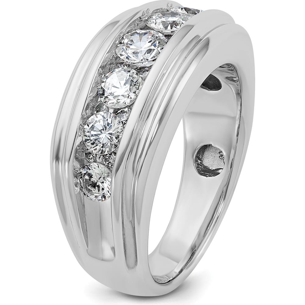 14K White Gold Men's Grooved Polished Ring Mounting - Customizable by IBGoodman