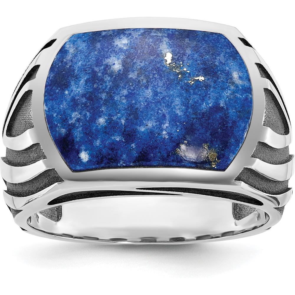 14K White Gold Men's Lapis Lazuli Ring Mounting with Rhodium Plating by IBGoodman