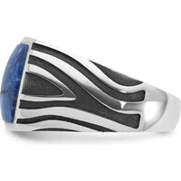 14K White Gold Men's Lapis Lazuli Ring Mounting with Rhodium Plating by IBGoodman