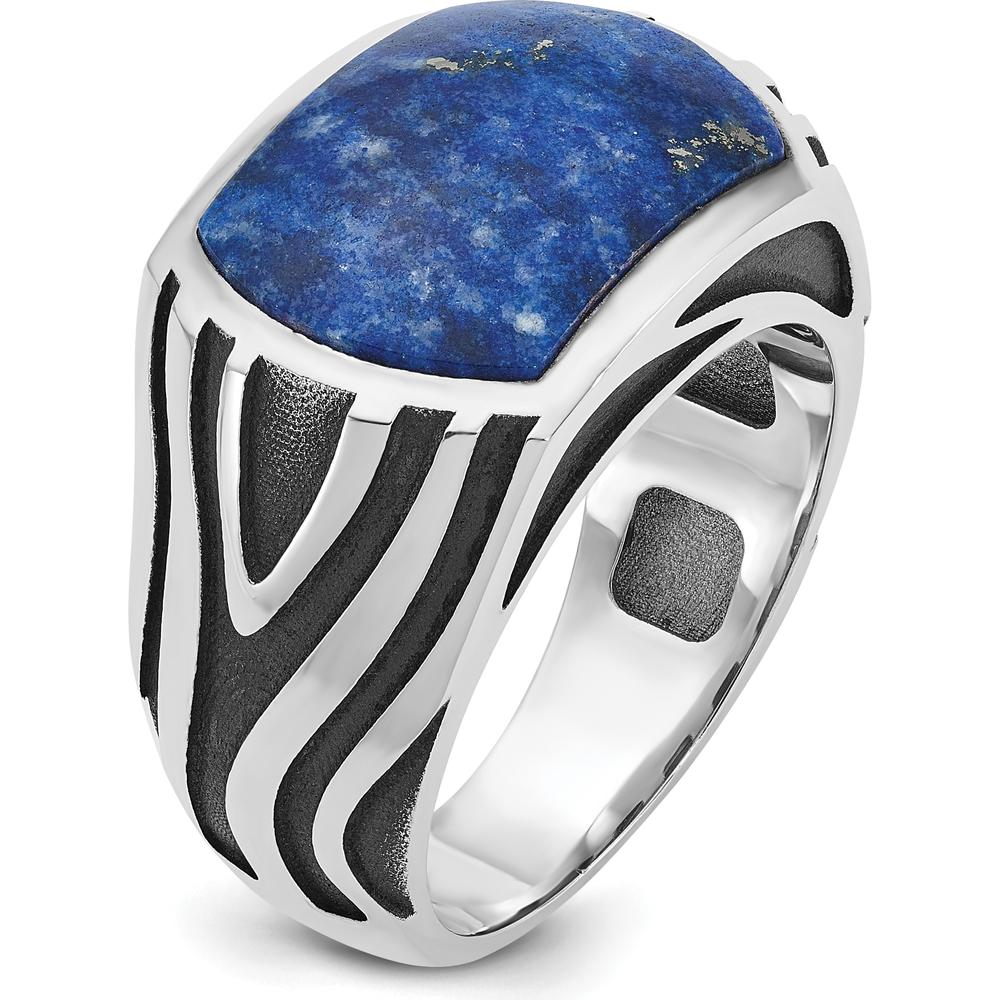 14K White Gold Men's Lapis Lazuli Ring Mounting with Rhodium Plating by IBGoodman