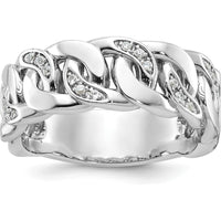 14K White Gold Men's Link Design Diamond Ring with 0.14 Carats Round Diamonds by IBGoodman
