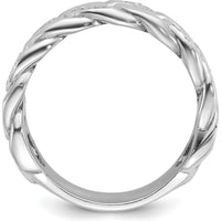 14K White Gold Men's Link Design Diamond Ring with 0.14 Carats Round Diamonds by IBGoodman