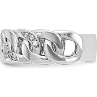 14K White Gold Men's Link Design Diamond Ring with 0.14 Carats Round Diamonds by IBGoodman