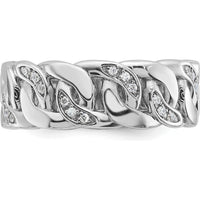 14K White Gold Men's Link Design Diamond Ring with 0.14 Carats Round Diamonds by IBGoodman