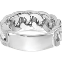 14K White Gold Men's Link Design Diamond Ring with 0.14 Carats Round Diamonds by IBGoodman