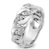 14K White Gold Men's Link Design Diamond Ring with 0.14 Carats Round Diamonds by IBGoodman