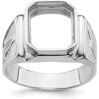 14K White Gold Men's Masonic Ring Mounting with Octagon 12x10mm Emerald-Cut Stone Setting by IBGoodman