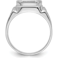 14K White Gold Men's Masonic Ring Mounting with Octagon 12x10mm Emerald-Cut Stone Setting by IBGoodman