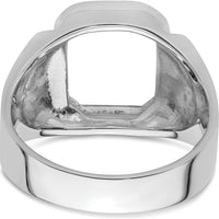 14K White Gold Men's Masonic Ring Mounting with Octagon 12x10mm Emerald-Cut Stone Setting by IBGoodman