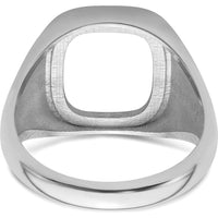 14K White Gold Men's Masonic Ring Mounting with Polished and Textured Design for 14x12mm Center Stone by Monteluci Fine Jewelry