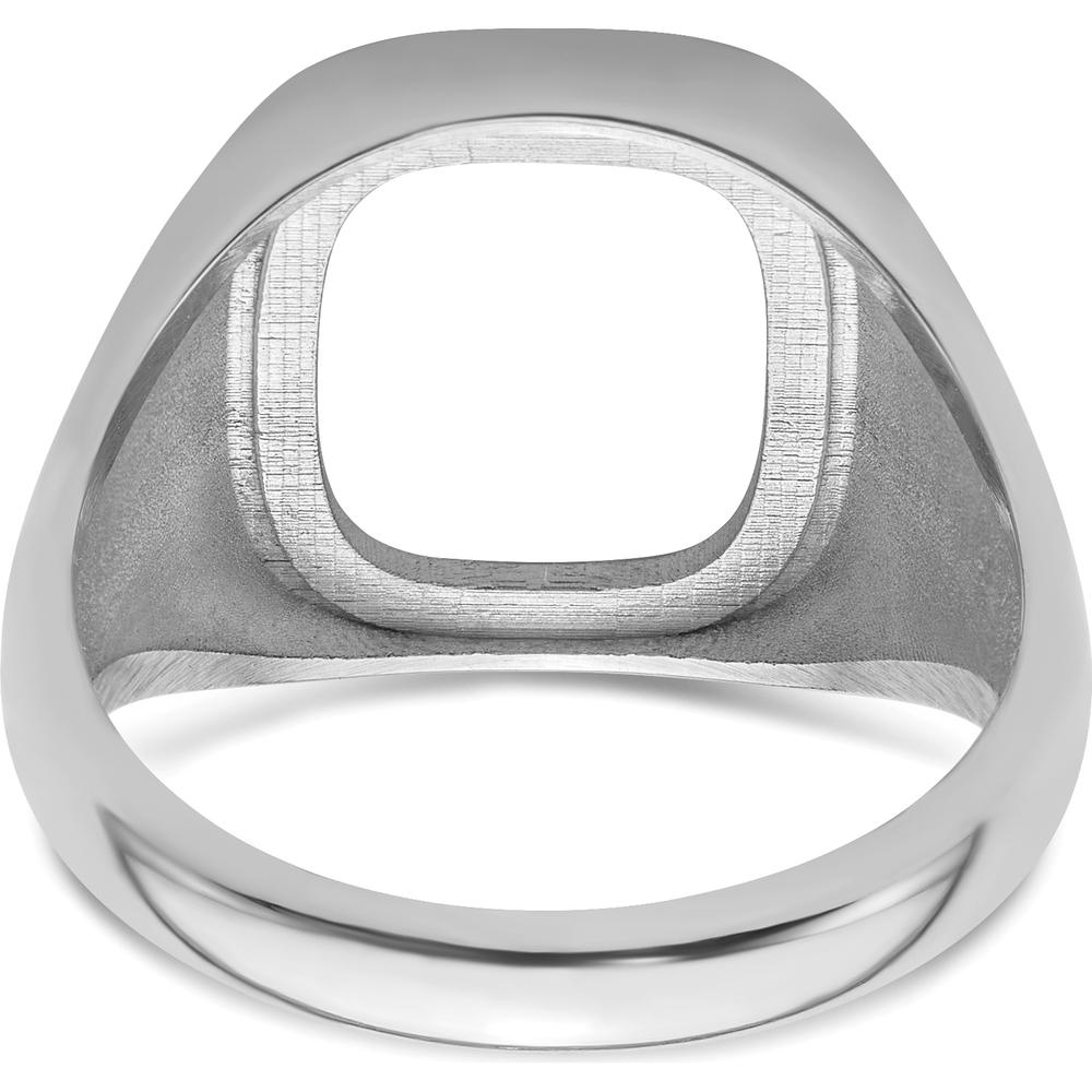 14K White Gold Men's Masonic Ring Mounting with Polished and Textured Design for 14x12mm Center Stone by Monteluci Fine Jewelry