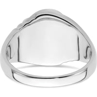 14K White Gold Men's Masonic Ring Mounting with Polished and Textured Finish for 12x10mm Oval Stone by Monteluci Fine Jewelry