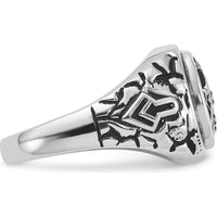 14K White Gold Men's Masonic Ring with Black Enamel and Round AA Quality Diamonds - 0.013 Carat Total Diamond Weight by IBGoodman