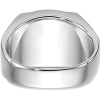 14K White Gold Men's Masonic Ring with Polished and Textured Black Enamel and Onyx - Cushion Cut, 12x10mm by IBGoodman