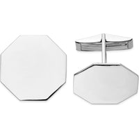14K White Gold Men's Octagonal Cuff Links with Polished Rhodium Finish by Oro Pregiato
