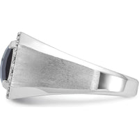 14K White Gold Men's Onyx and 1/8 Carat Diamond Halo Ring by IBGoodman