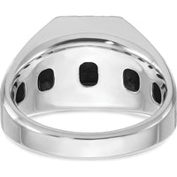 14K White Gold Men's Onyx and 1/8 Carat Diamond Halo Ring by IBGoodman