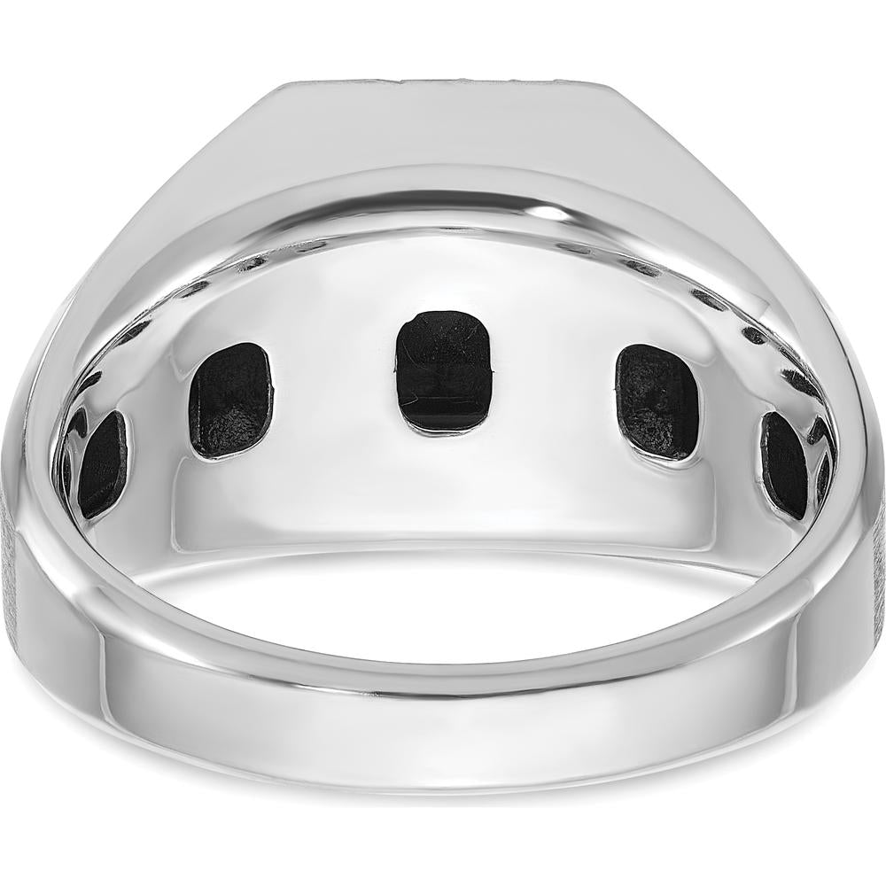 14K White Gold Men's Onyx and 1/8 Carat Diamond Halo Ring by IBGoodman