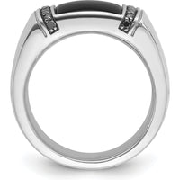 14K White Gold Men's Onyx and Black Diamond Ring - 0.25 Carats Total Diamond Weight by IBGoodman