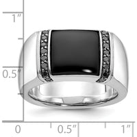 14K White Gold Men's Onyx and Black Diamond Ring - 0.25 Carats Total Diamond Weight by IBGoodman