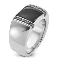 14K White Gold Men's Onyx and Black Diamond Ring - 0.25 Carats Total Diamond Weight by IBGoodman