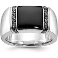 14K White Gold Men's Onyx and Black Diamond Ring Mounting by IBGoodman