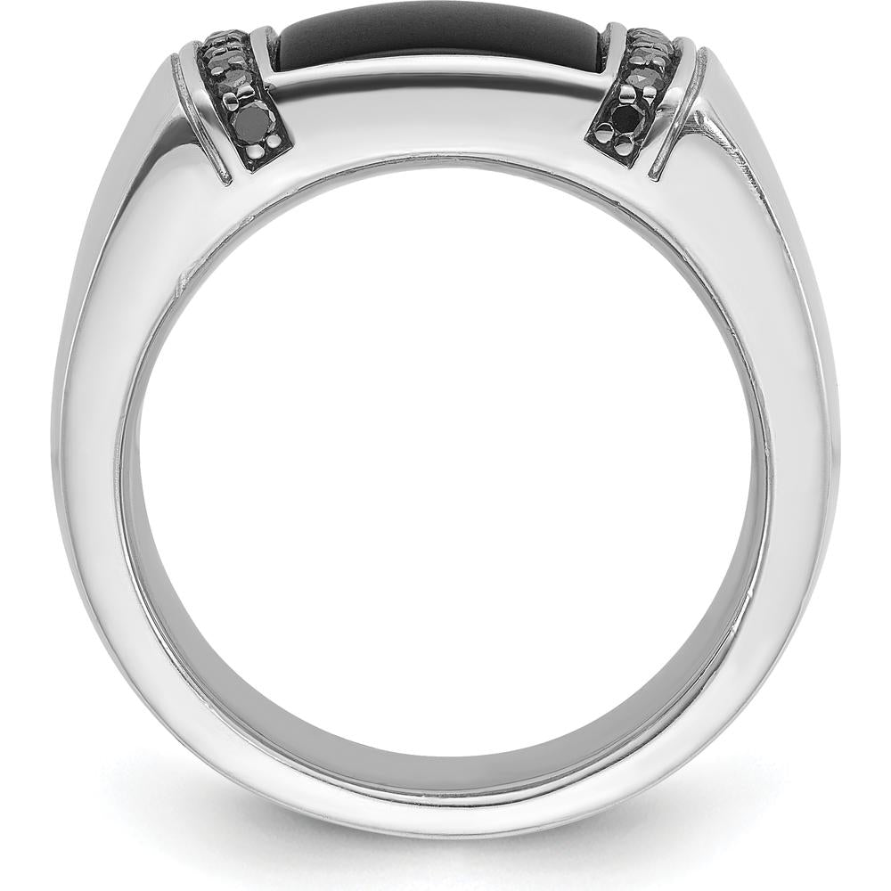 14K White Gold Men's Onyx and Black Diamond Ring Mounting by IBGoodman