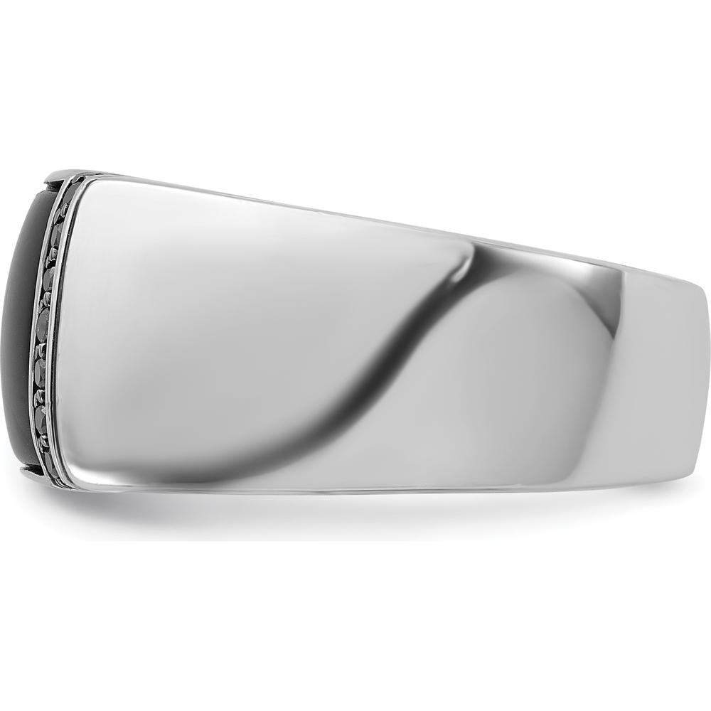14K White Gold Men's Onyx and Black Diamond Ring Mounting by IBGoodman