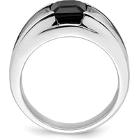 14K White Gold Men's Onyx and Diamond Ring - 0.05 Carat Total Diamond Weight by 0